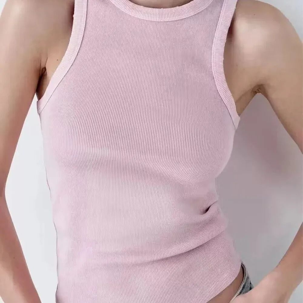 Women Retro Washed Ribbed Tank Top With Stretch Fit And Workwear Style For Casual Everyday Wear 5