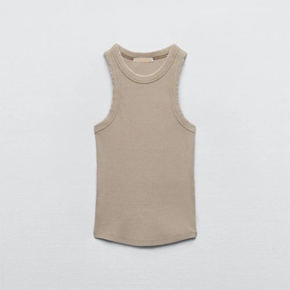 Women Retro Washed Ribbed Tank Top With Stretch Fit And Workwear Style For Casual Everyday Wear 6