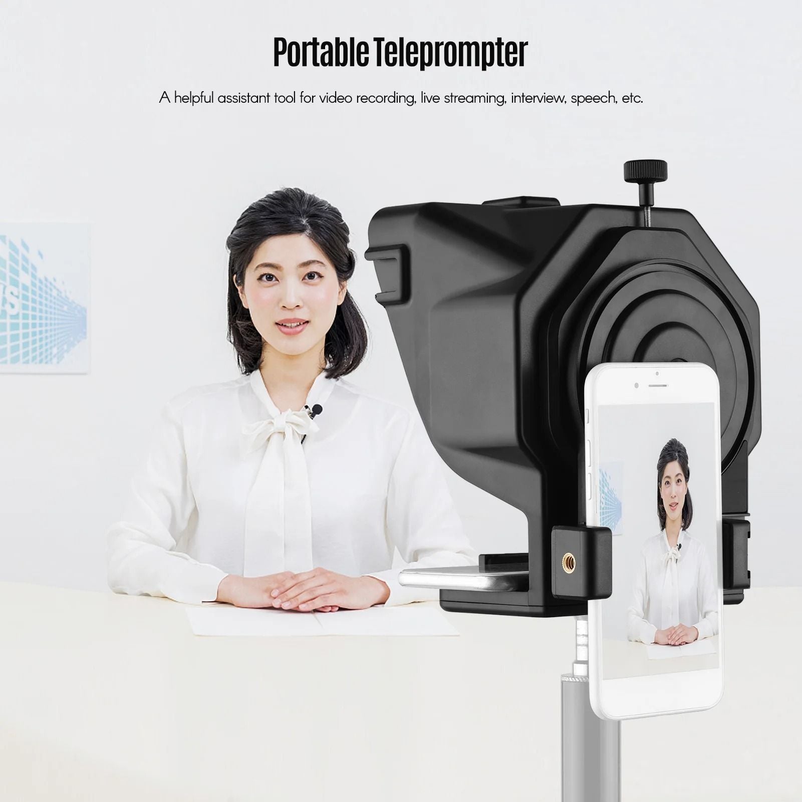 Andoer Smartphone Teleprompter With Remote And Holder For Video Recording And Live Streaming 3