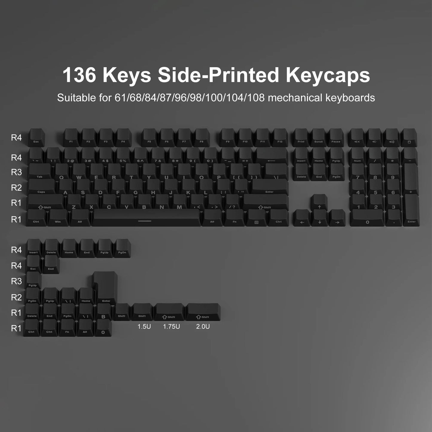 136 Key Polar Day PBT Double Shot Side Print Backlit Keycap Set For Mechanical Keyboards 4