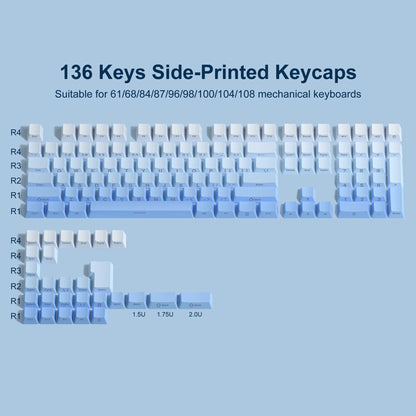 136 Key Polar Day PBT Double Shot Side Print Backlit Keycap Set For Mechanical Keyboards 8