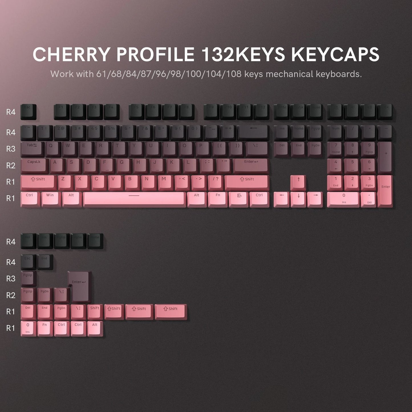 136 Key Polar Day PBT Double Shot Side Print Backlit Keycap Set For Mechanical Keyboards 20
