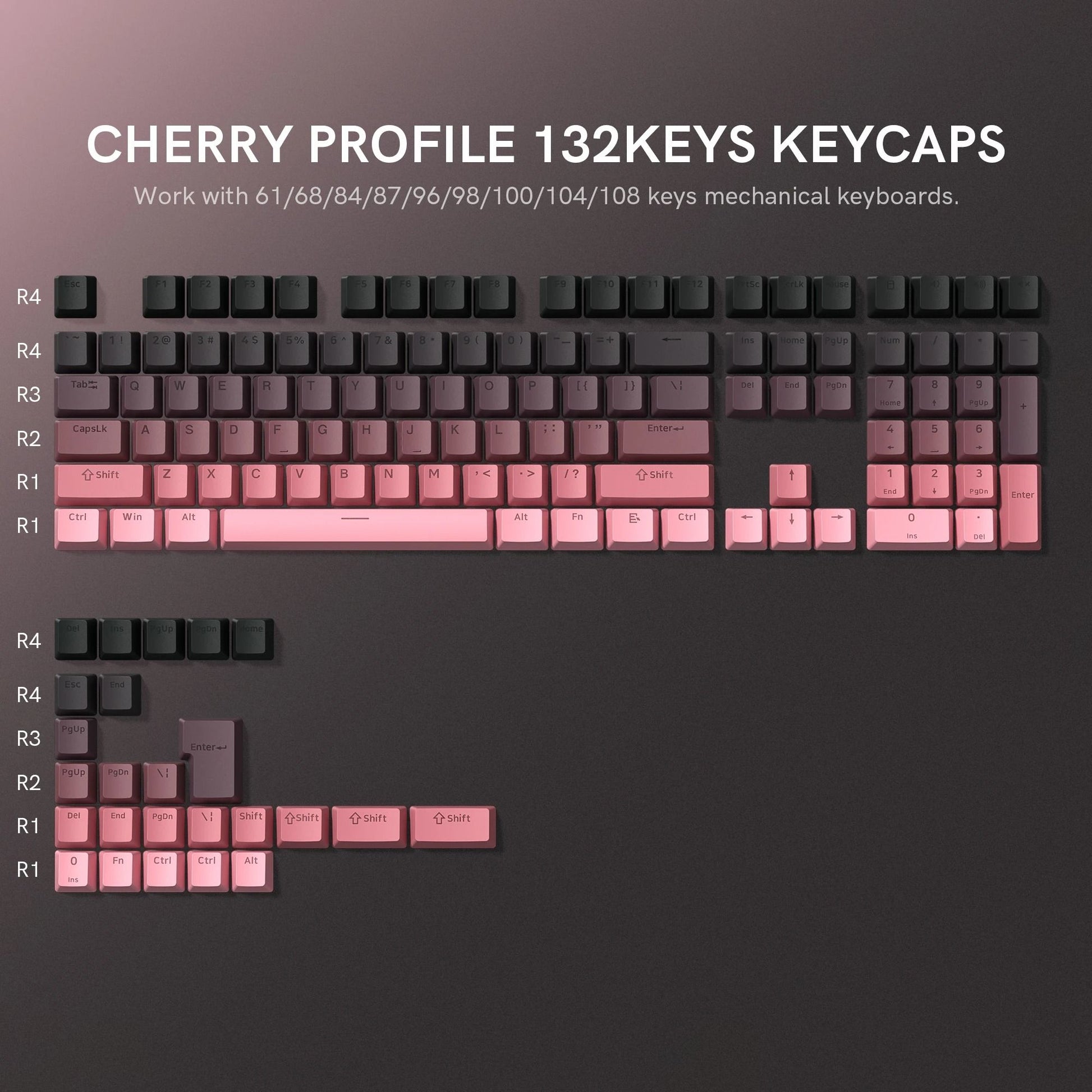 136 Key Polar Day PBT Double Shot Side Print Backlit Keycap Set For Mechanical Keyboards 20