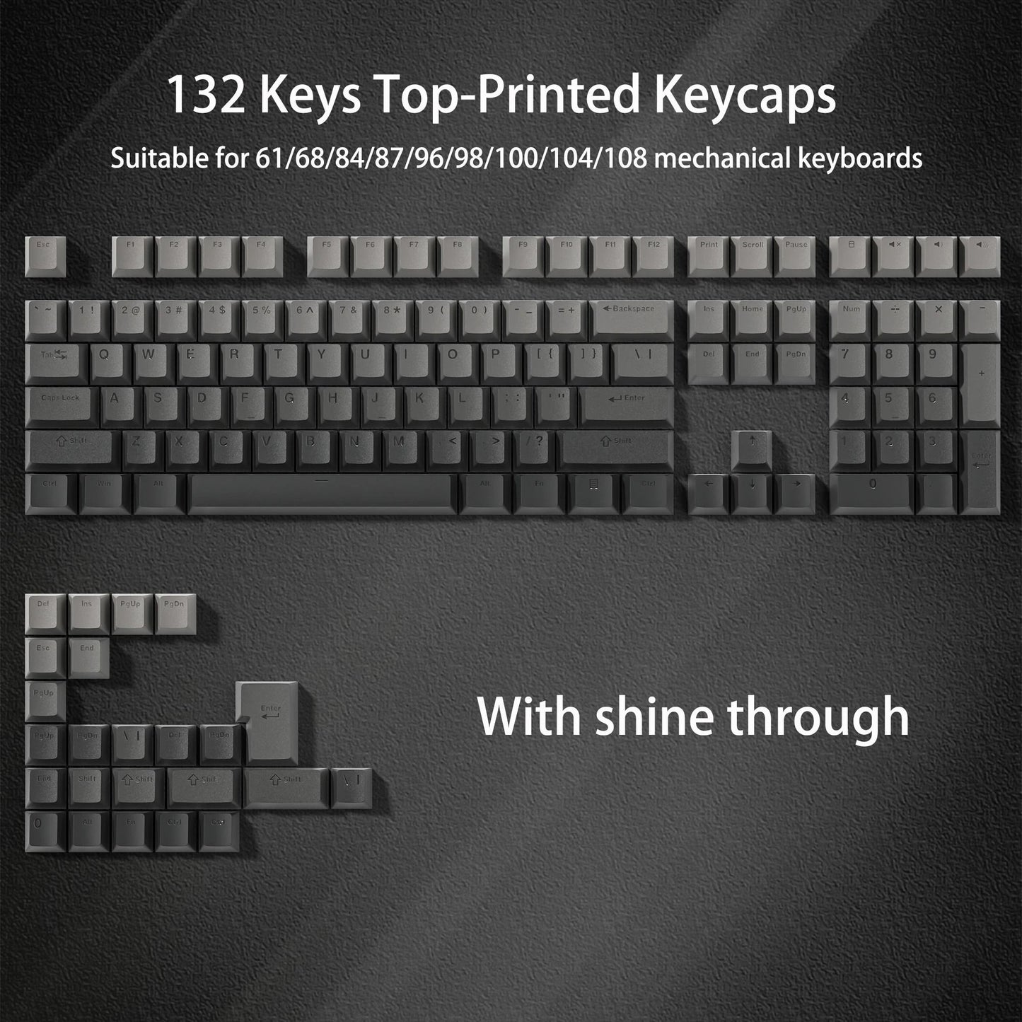 136 Key Polar Day PBT Double Shot Side Print Backlit Keycap Set For Mechanical Keyboards 24
