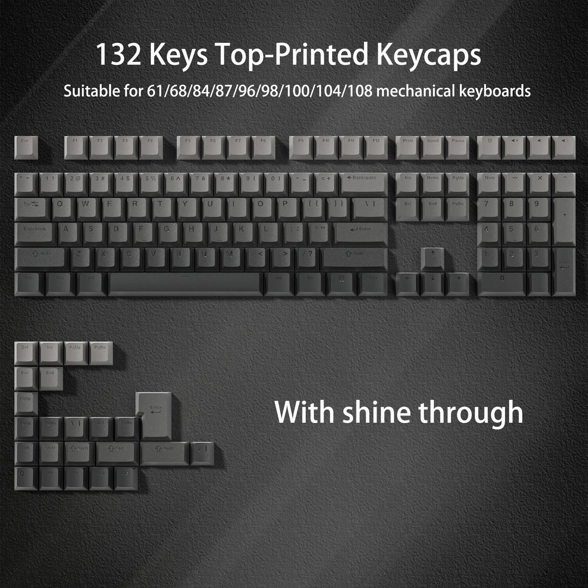 136 Key Polar Day PBT Double Shot Side Print Backlit Keycap Set For Mechanical Keyboards 24