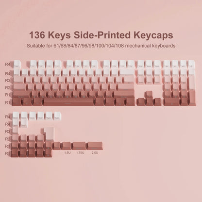 136 Key Polar Day PBT Double Shot Side Print Backlit Keycap Set For Mechanical Keyboards 27