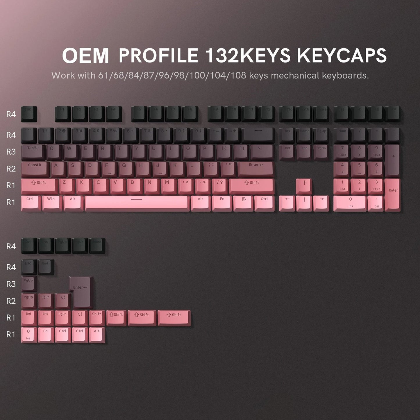 136 Key Polar Day PBT Double Shot Side Print Backlit Keycap Set For Mechanical Keyboards 29