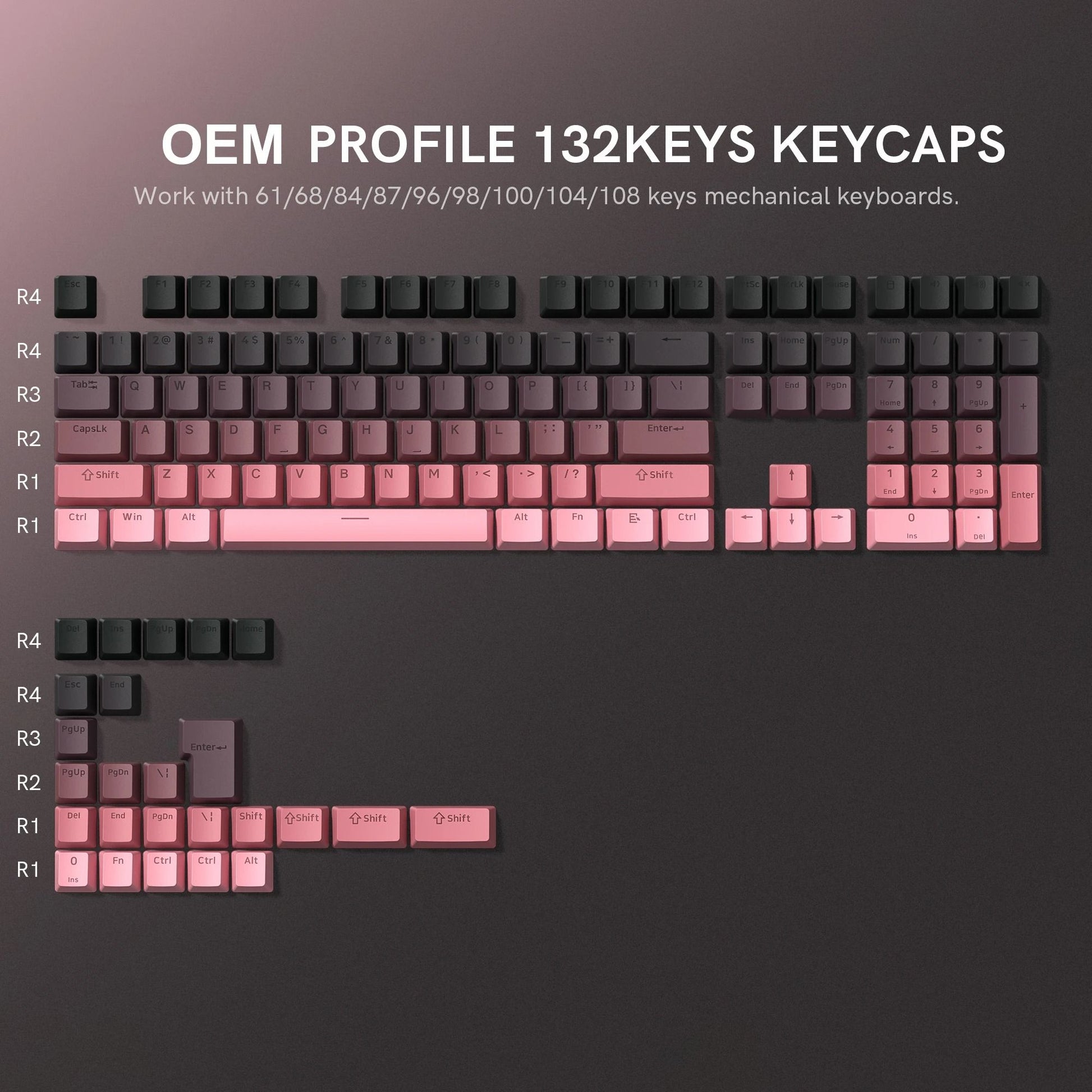 136 Key Polar Day PBT Double Shot Side Print Backlit Keycap Set For Mechanical Keyboards 29