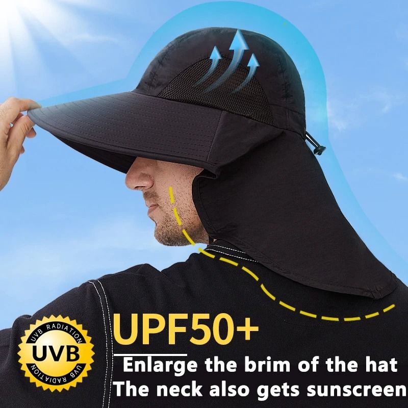 Outdoor Wide Brim Fishing and Hiking Hat with Neck Cover and Quick Dry Fabric for Sun Protection