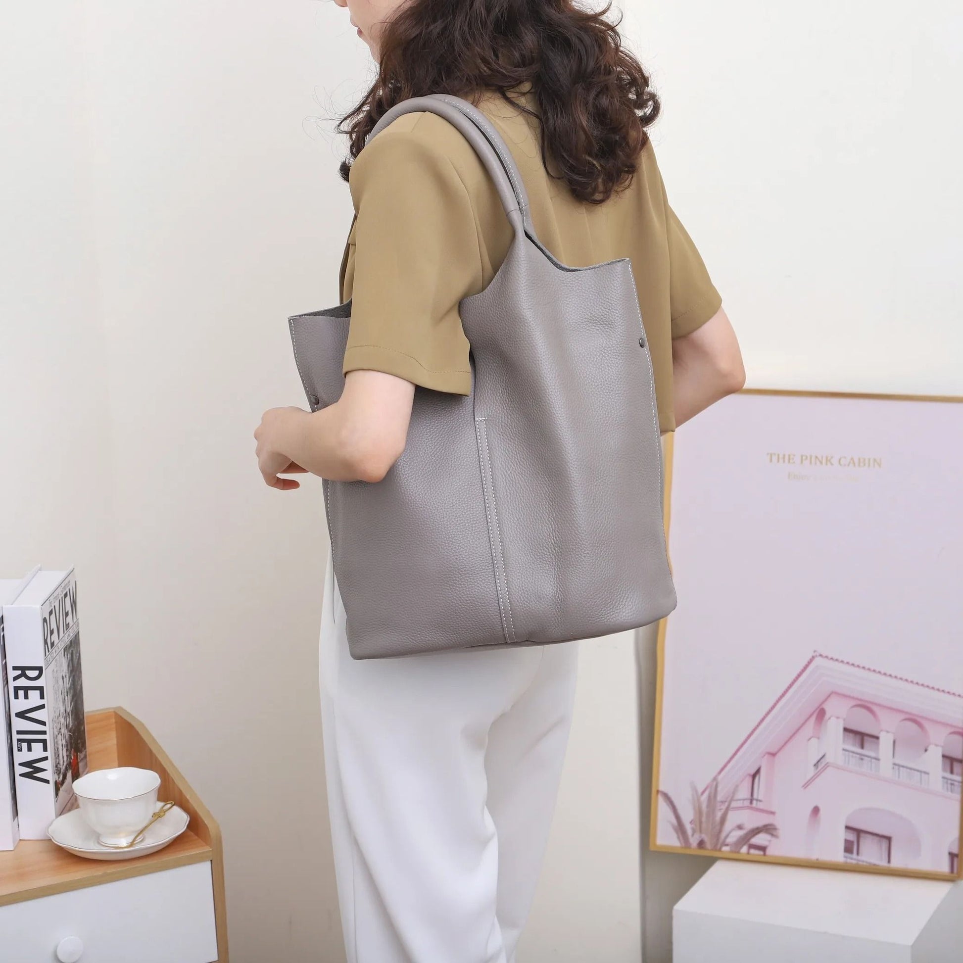 Genuine Leather Soft Cowhide Tote Bag With Large Capacity For Women Commuting Travel Or Daily Use 9
