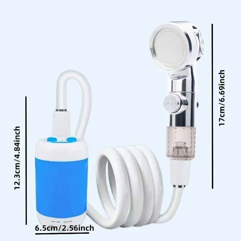 Portable USB Rechargeable Shower Head With Garden Hose Connector For Outdoor And Multi Purpose Use 1