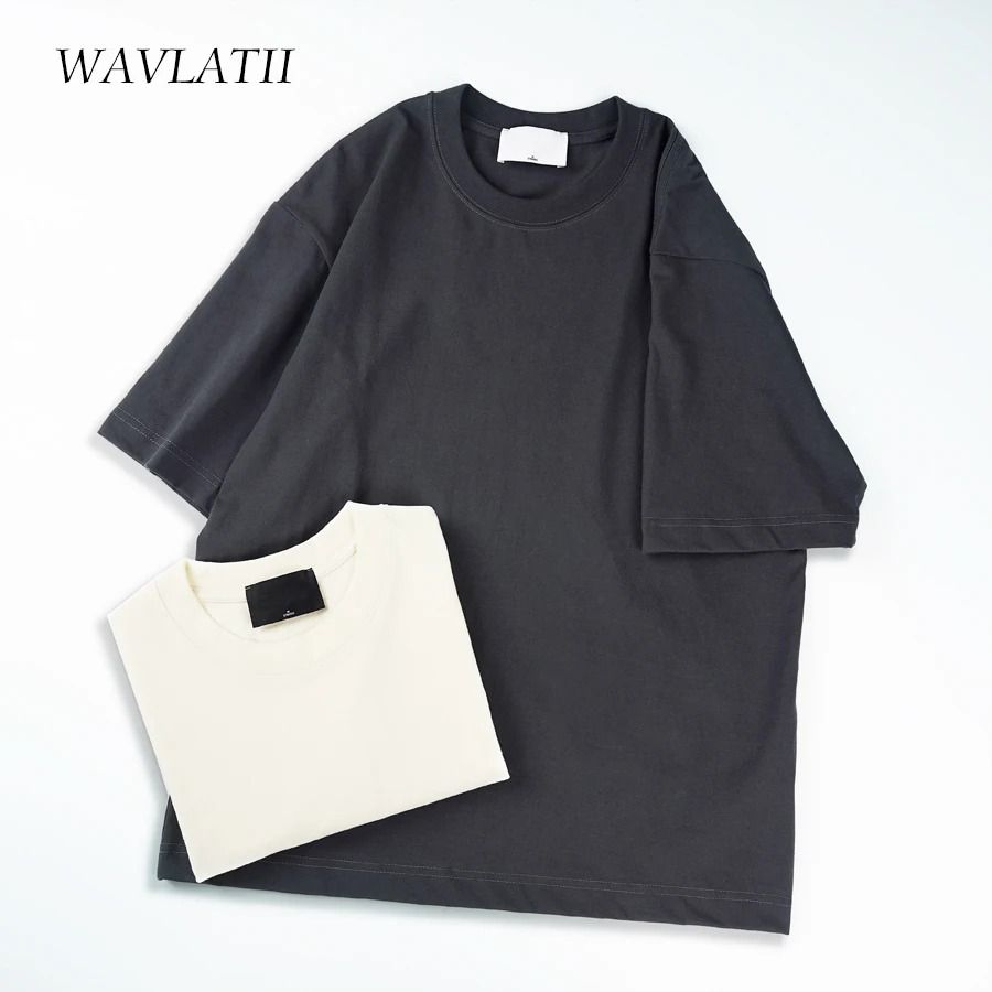 WAVLATII Oversized Summer T Shirt For Men And Women Casual Solid Unisex Streetwear Tee 1