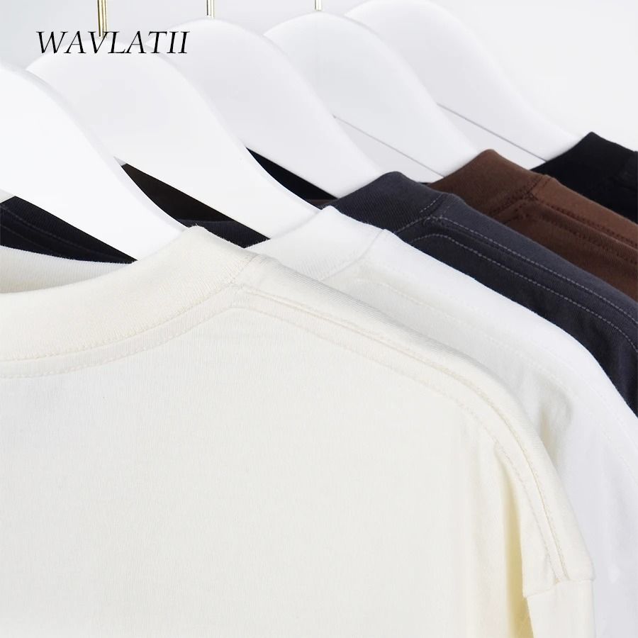 WAVLATII Oversized Summer T Shirt For Men And Women Casual Solid Unisex Streetwear Tee 2