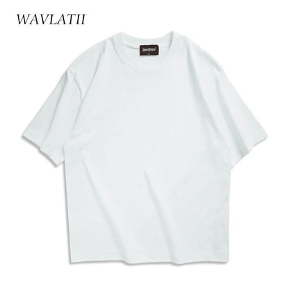 WAVLATII Oversized Summer T Shirt For Men And Women Casual Solid Unisex Streetwear Tee 3