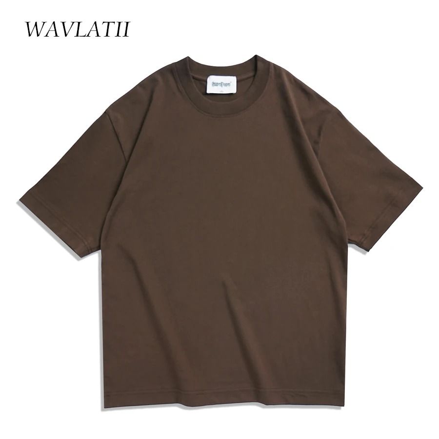 WAVLATII Oversized Summer T Shirt For Men And Women Casual Solid Unisex Streetwear Tee 4