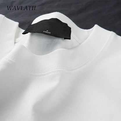 WAVLATII Oversized Summer T Shirt For Men And Women Casual Solid Unisex Streetwear Tee 5