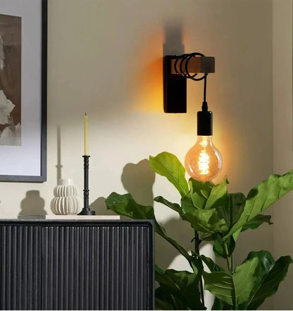 Retro Wood LED Wall Lamp For Bedroom Bathroom Or Restaurant With E27 Socket And Industrial Design 1