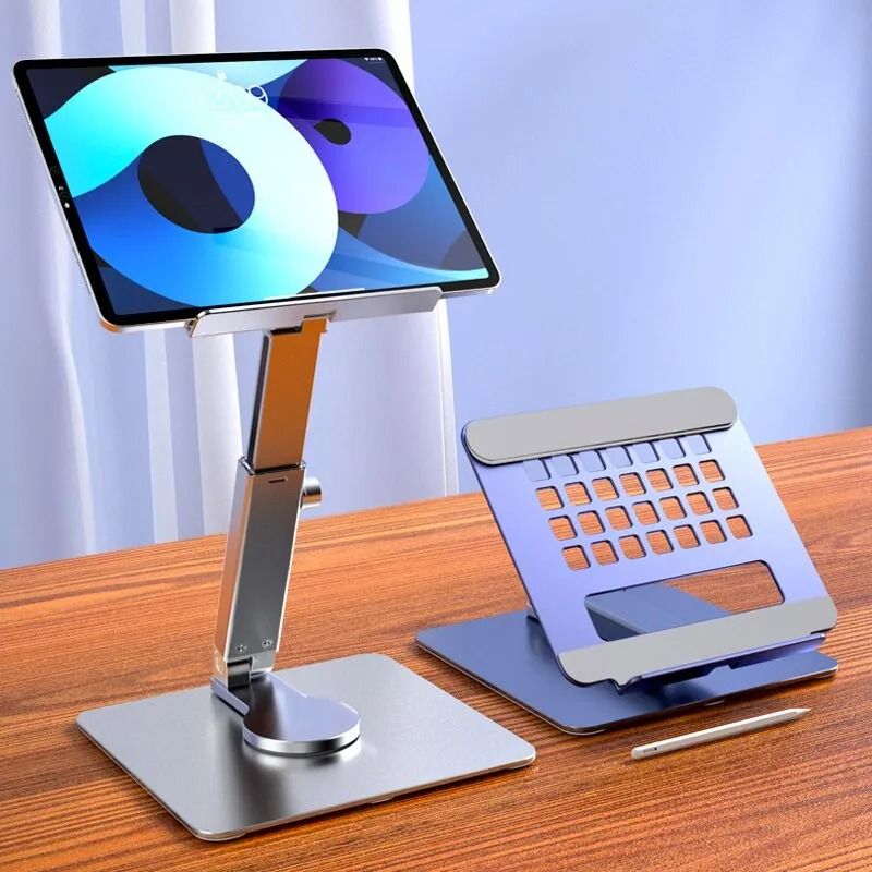 Aluminum Tablet Stand with 360 Degree Rotation and Adjustable Folding Design for iPad and Tablets 4 to 14 Inches