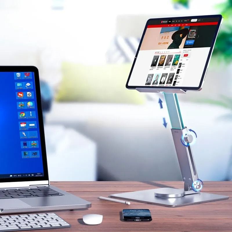 Aluminum Tablet Stand With 360 Degree Rotation And Adjustable Folding Design For IPad And Tablets 4 3