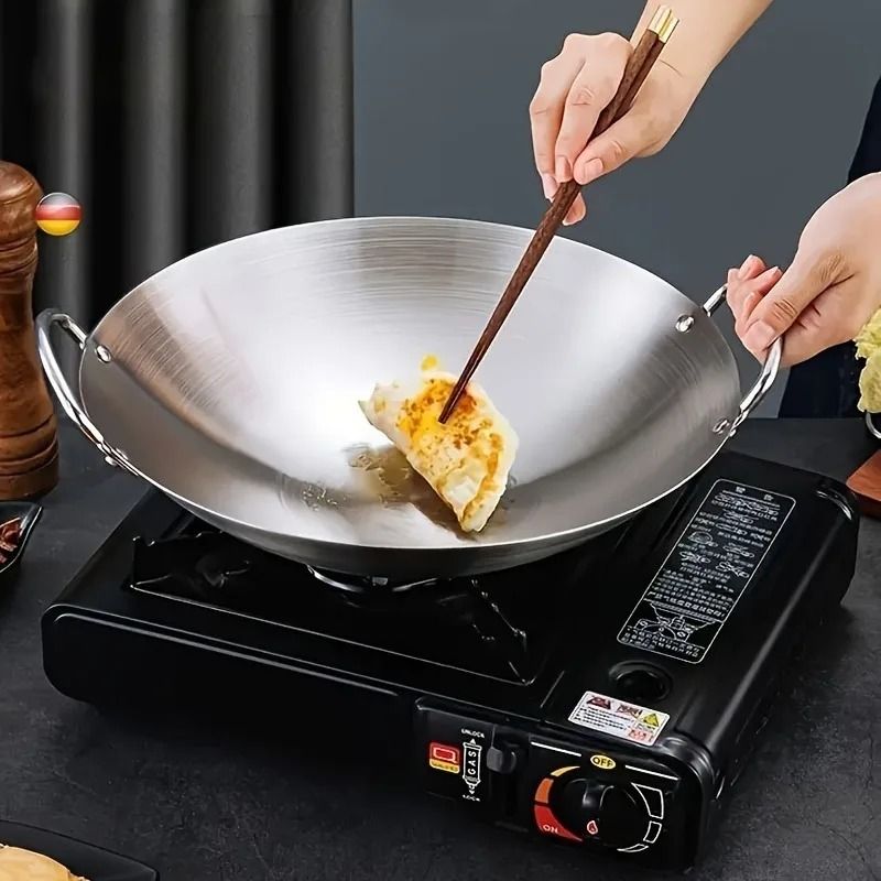 Heavy Duty Stainless Steel Wok With Dual Handles 2