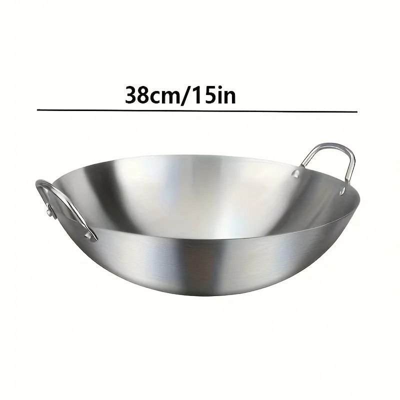 Heavy Duty Stainless Steel Wok With Dual Handles 3