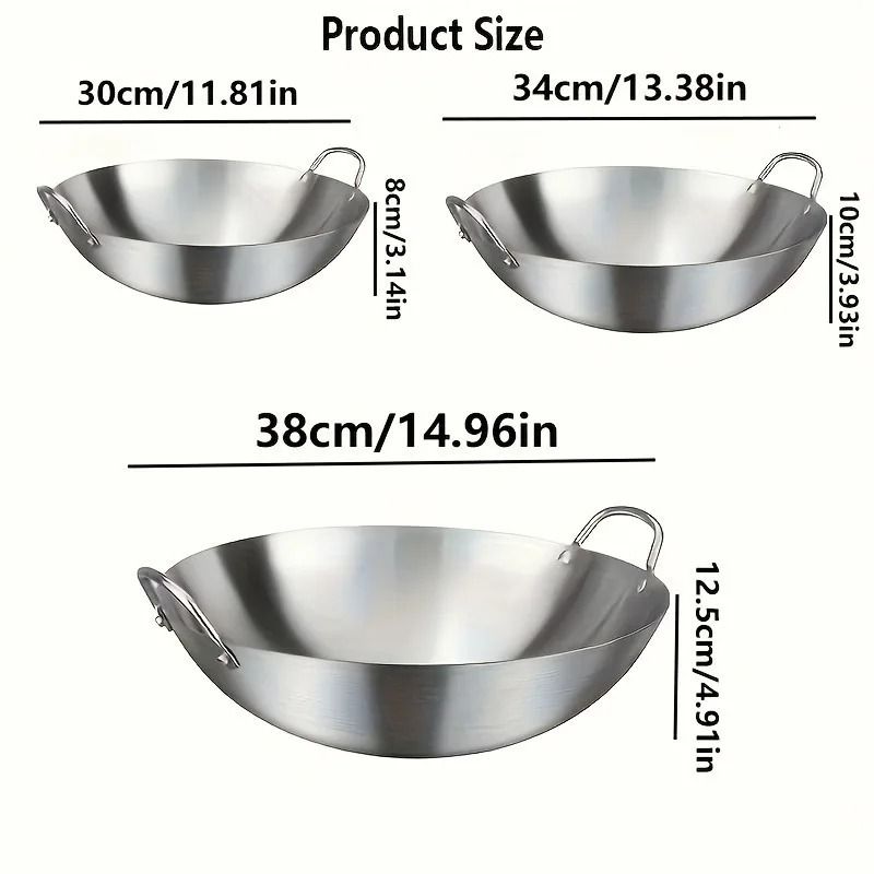 Heavy Duty Stainless Steel Wok With Dual Handles 4