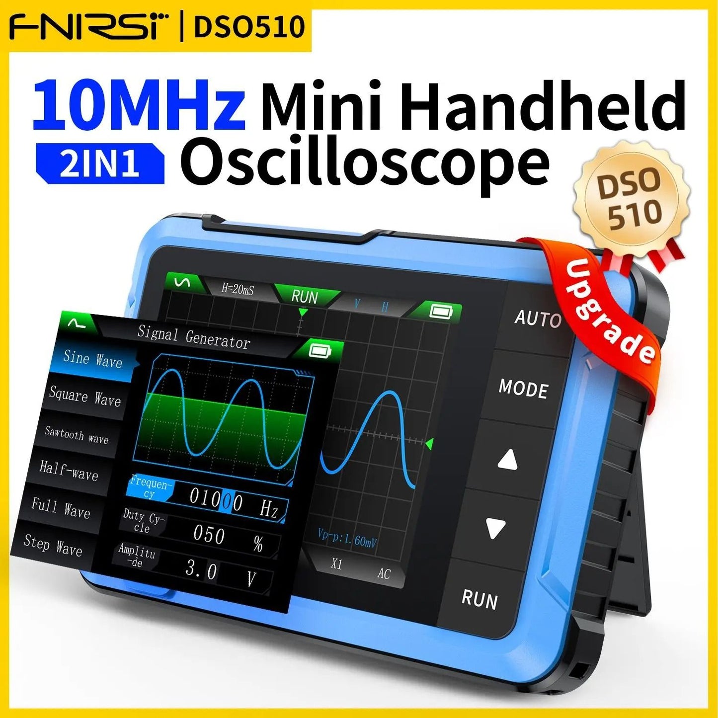 FNIRSI Mini Handheld Digital Oscilloscope with 10MHz Bandwidth for Electronic Repair and Diagnostics