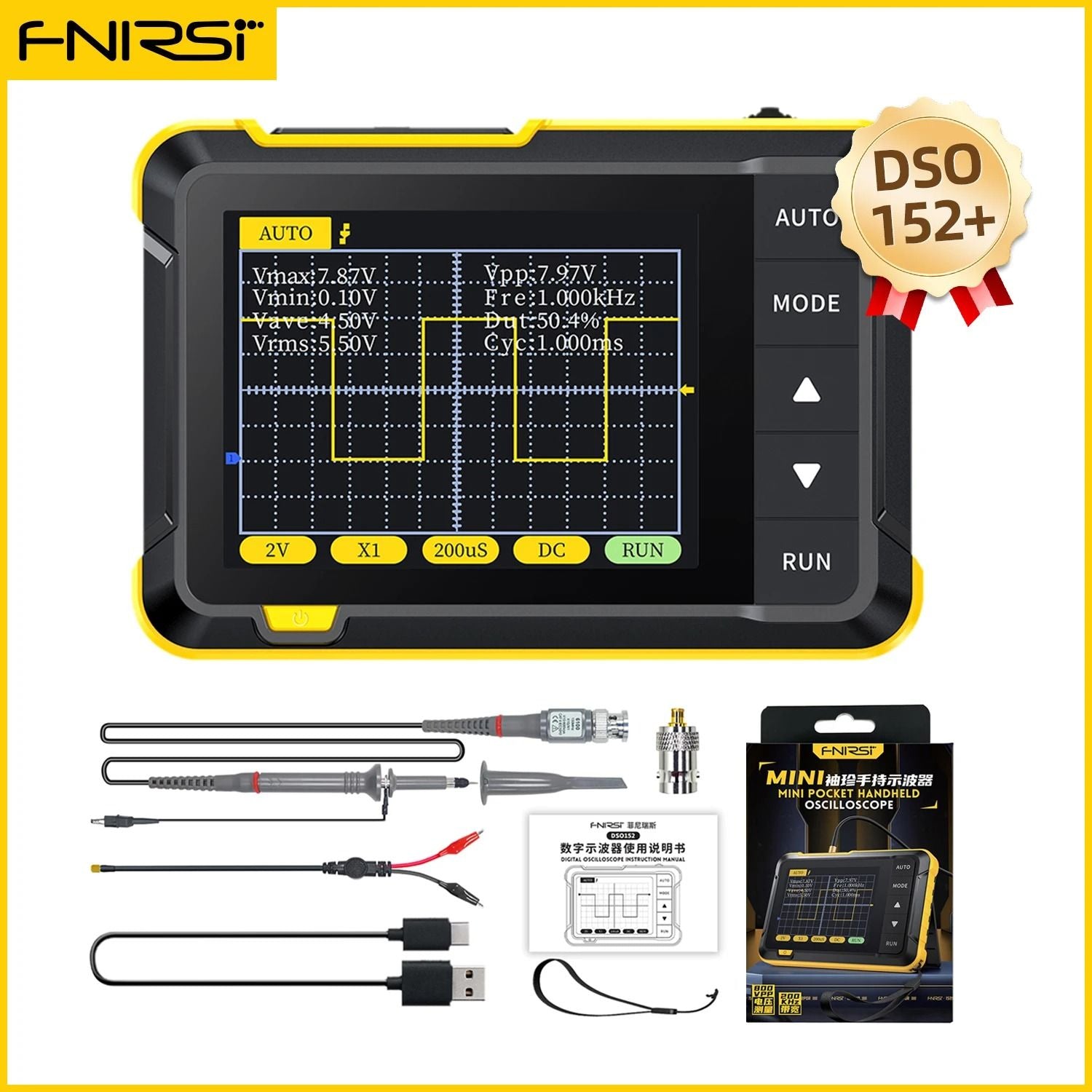 FNIRSI Mini Handheld Digital Oscilloscope With 10MHz Bandwidth For Electronic Repair And Diagnostic 10