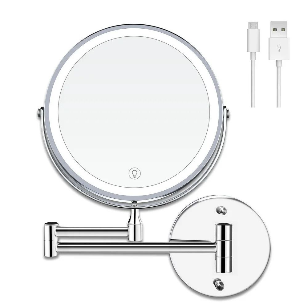 8 Inch Wall Mounted LED Makeup Mirror With USB Charging And 1X 10X Magnification For Bathroom Vanit 1