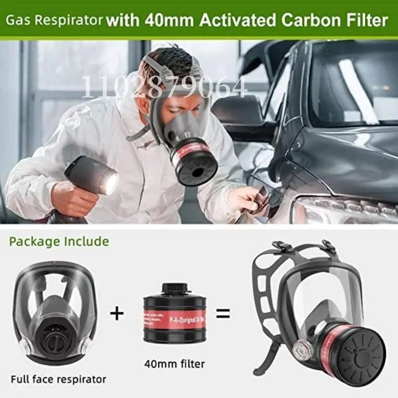 Full Face Respirator Mask With 40mm Gas Filter For Industrial Protection Against Chemical Spraying  1