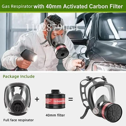 Full Face Respirator Mask With 40mm Gas Filter For Industrial Protection Against Chemical Spraying  1