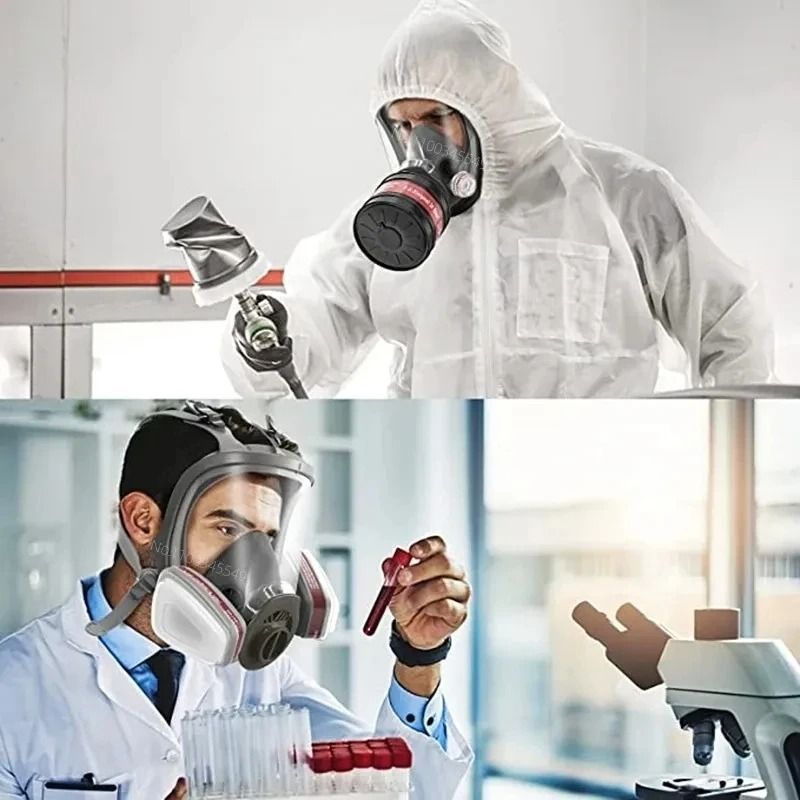 Full Face Respirator Mask With 40mm Gas Filter For Industrial Protection Against Chemical Spraying  2