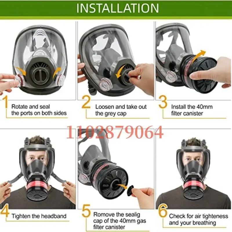 Full Face Respirator Mask With 40mm Gas Filter For Industrial Protection Against Chemical Spraying  4