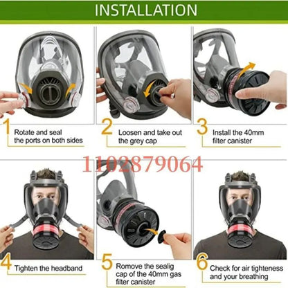 Full Face Respirator Mask With 40mm Gas Filter For Industrial Protection Against Chemical Spraying  4