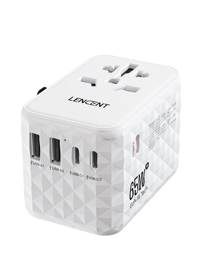 LENCENT 65W GaN Universal Travel Adapter With USB And Type C Ports For Fast Charging In EU UK USA A 7