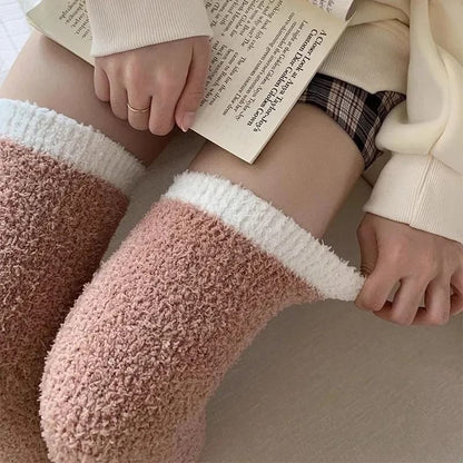 Plush Over Knee Coral Fleece Socks For Women 1