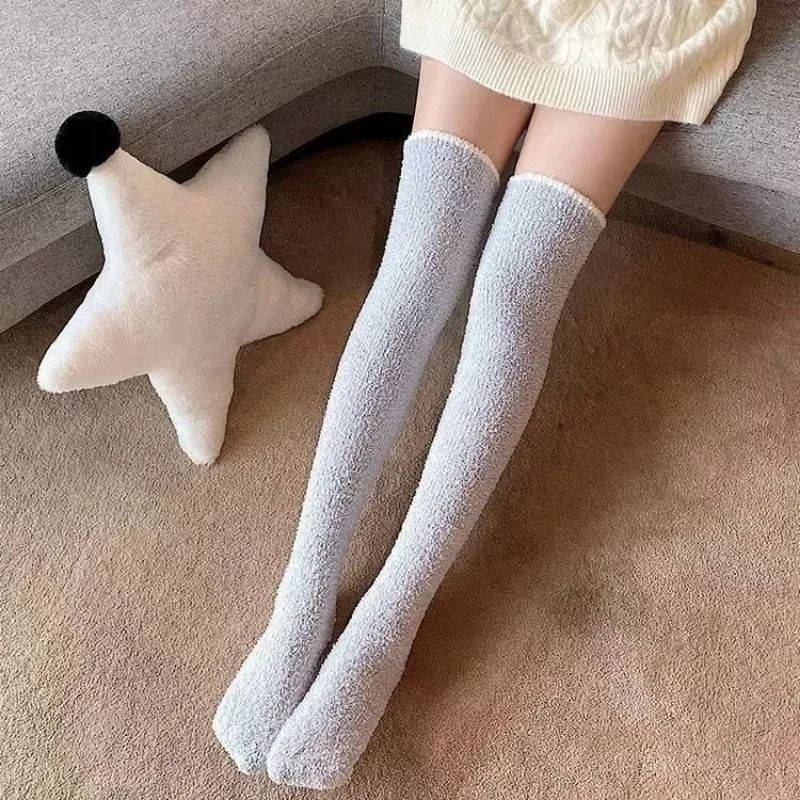Plush Over Knee Coral Fleece Socks For Women 2