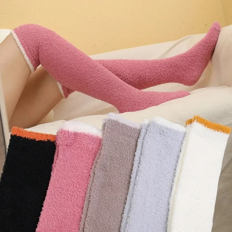 Plush Over Knee Coral Fleece Socks For Women 4