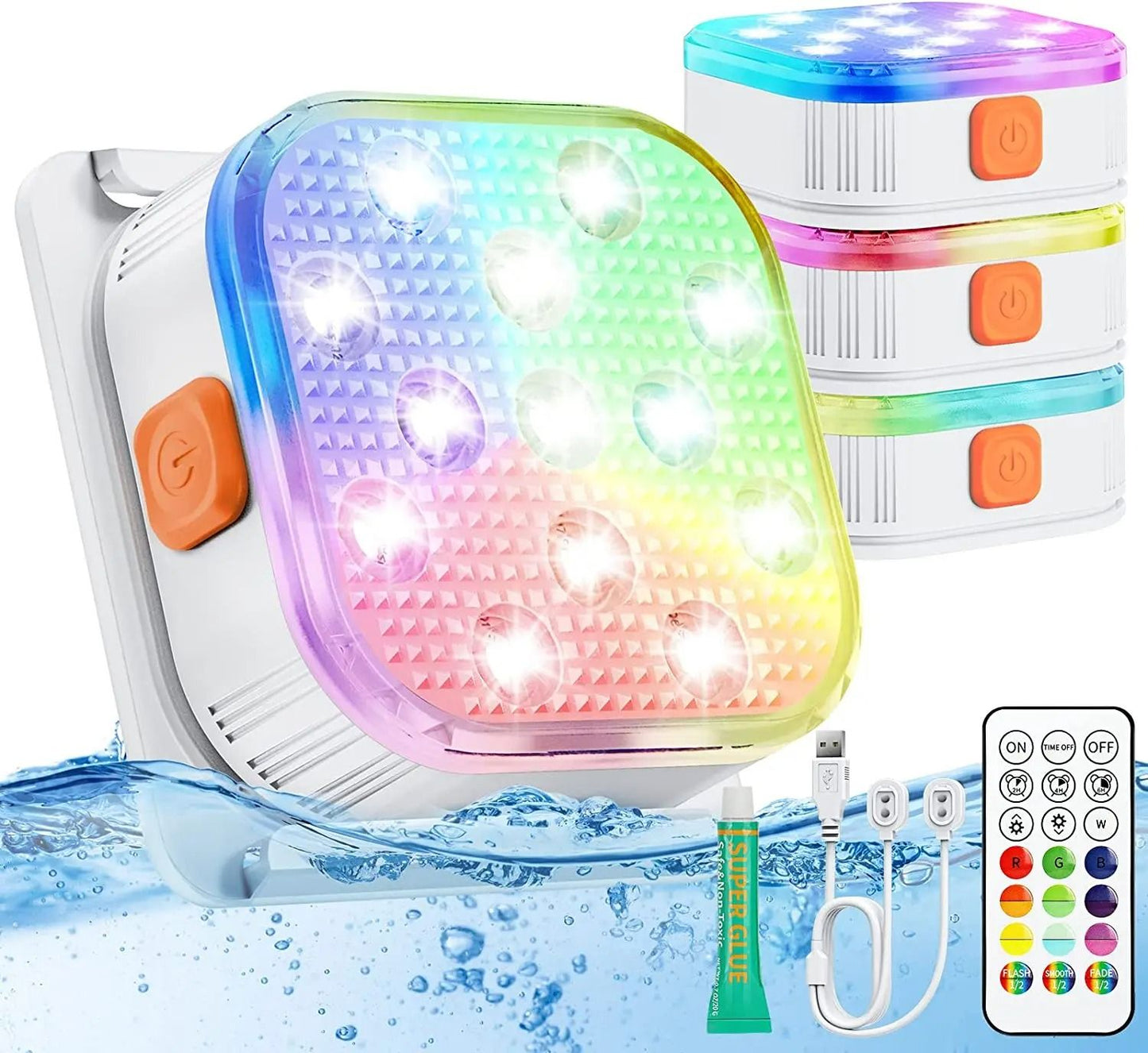 Rechargeable LED Submersible Pool Lights with Remote and Timer for Color Changing Underwater Illumination
