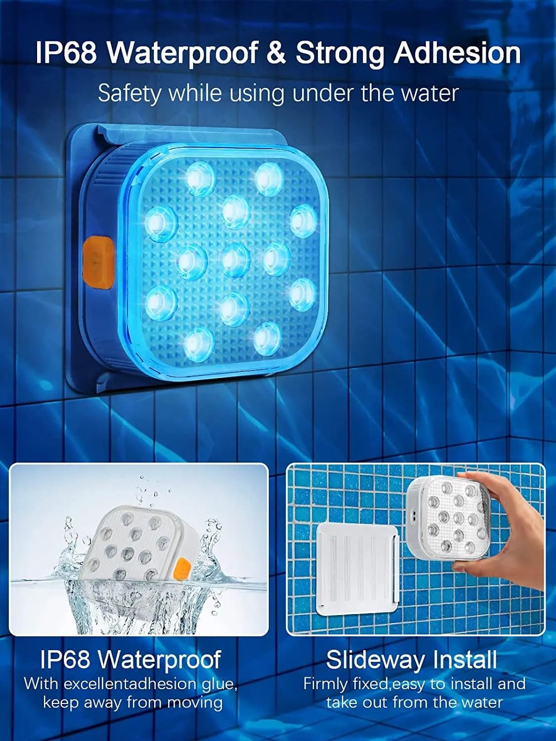 Rechargeable LED Submersible Pool Lights With Remote And Timer For Color Changing Underwater Illumi 3
