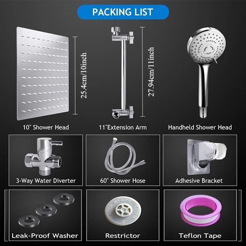 Stainless Steel Pressurized Shower Set With Concealed Mount And Extended Lever Arm 3