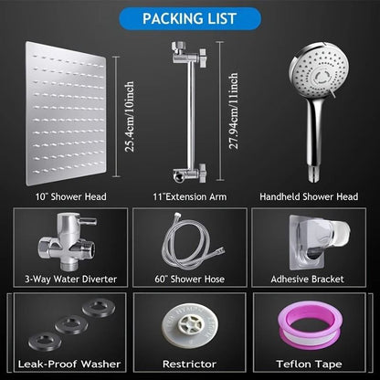 Stainless Steel Pressurized Shower Set With Concealed Mount And Extended Lever Arm 3