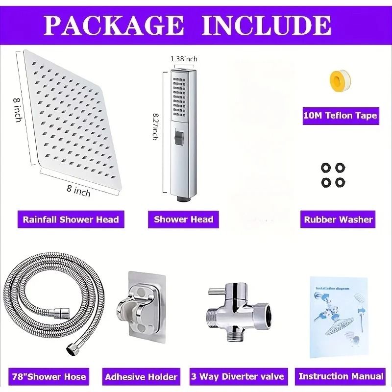 Stainless Steel Pressurized Shower Set With Concealed Mount And Extended Lever Arm 5