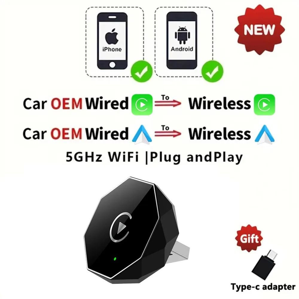 CarPlay Wireless AI Box Adapter With Android Auto 5G Smart Dongle For IPhone And Android Devices 9