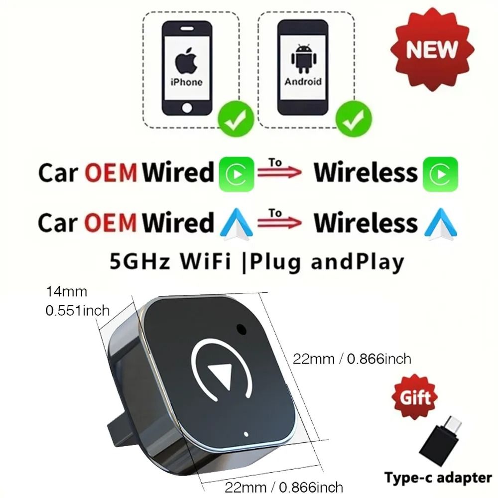 CarPlay Wireless AI Box Adapter With Android Auto 5G Smart Dongle For IPhone And Android Devices 7