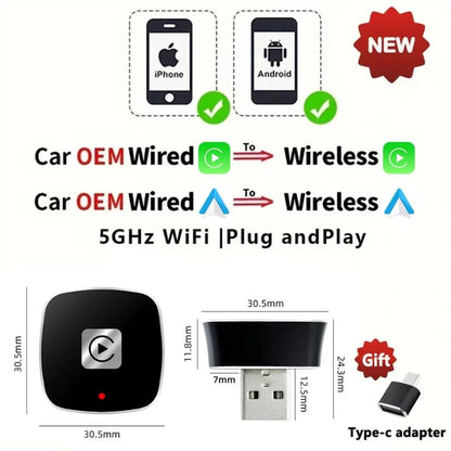CarPlay Wireless AI Box Adapter With Android Auto 5G Smart Dongle For IPhone And Android Devices 8