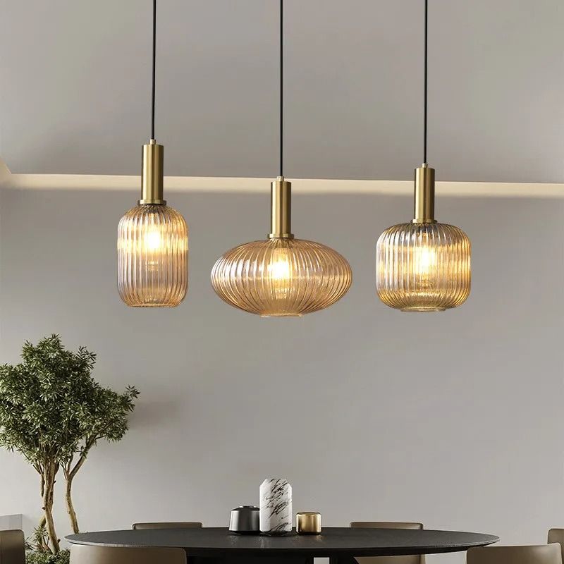 Retro Glass Pendant Lights for Dining Room Bedroom Kitchen or Loft with LED E27 Bulb Support