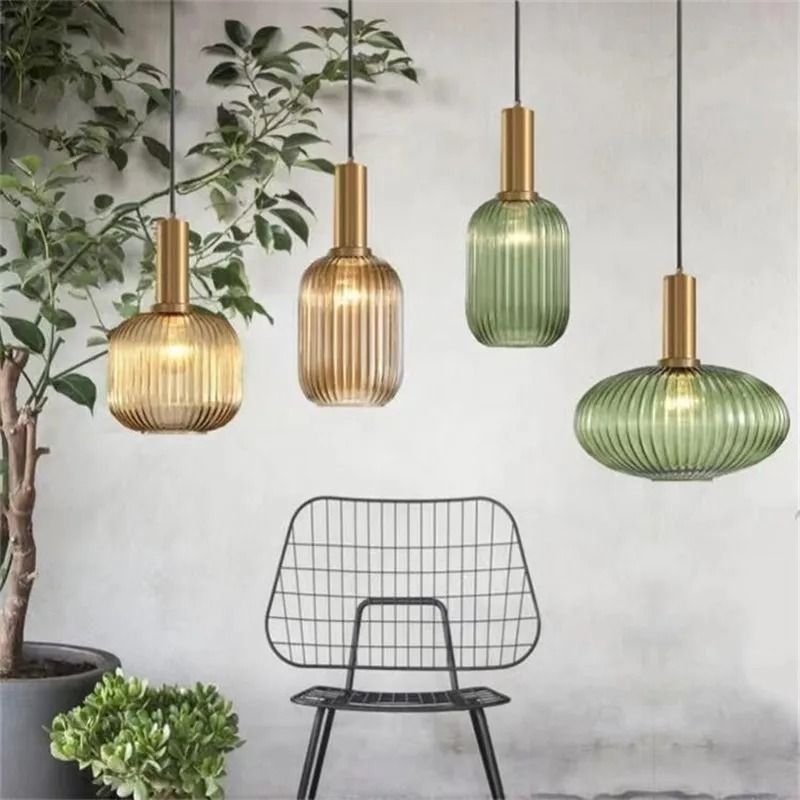 Retro Glass Pendant Lights For Dining Room Bedroom Kitchen Or Loft With LED E27 Bulb Support 1