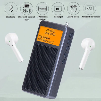 Mini Bluetooth Radio with FM Stereo and Alarm Clock Display