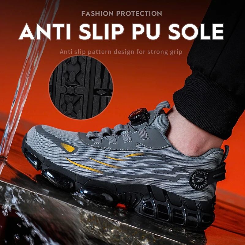 Lace Free Breathable Anti Smash Work Shoes With Soft Sole And Anti Puncture Protection 3